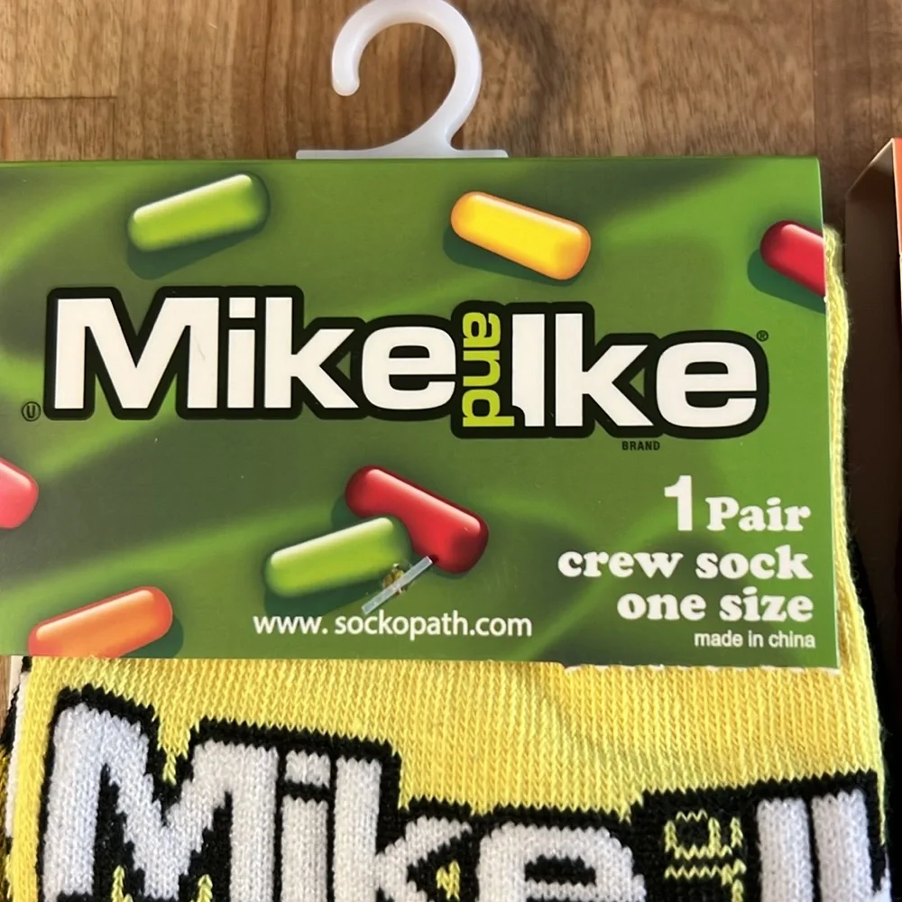 Mike And Ike Hot Tamales Logo Graphic Unisex 2 Pair Crew Socks NWT